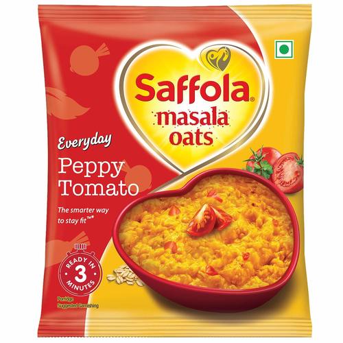 39g Saffoal Instant Peppy Tomato Masala Oats With High Protein And Nutrients For Low Cholesterol Level