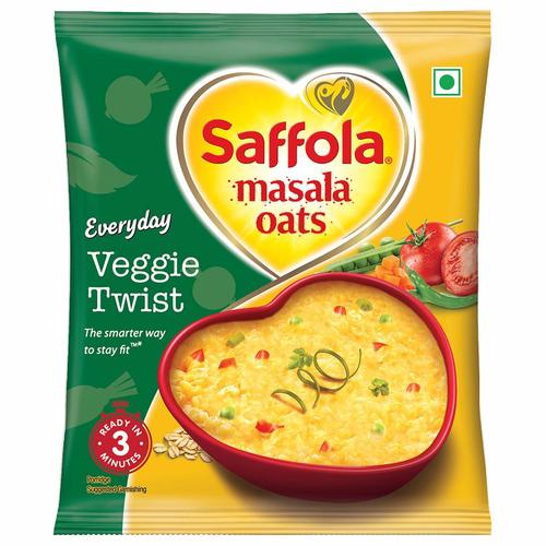 39G Saffola Veggie Instants Oats Masala Oats For Snacks With Extra Crunchy And Tasty Calories: 357