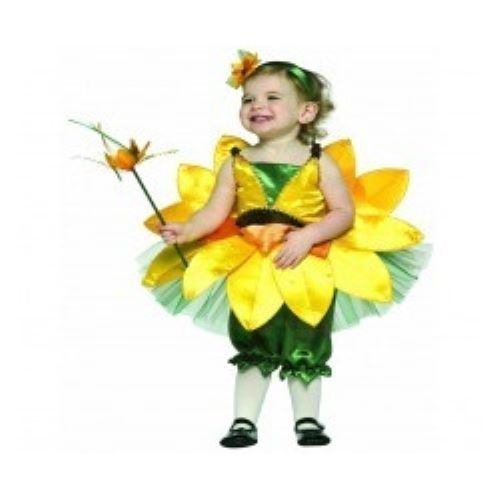 Beautiful Design Creative Kids Fancy Sunflower Dress Costume In Yellow And Green Colour