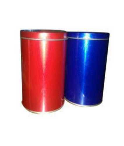 Cylindrical Shape Red And Blue Colour Metal Container For Packaging