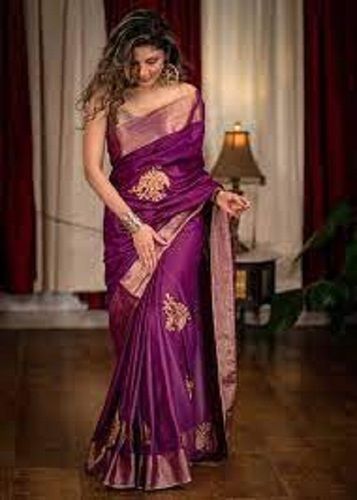 Dark Maroon Soft Lichi Silk Beautiful Zari Work In Form Of Traditional –  garment villa