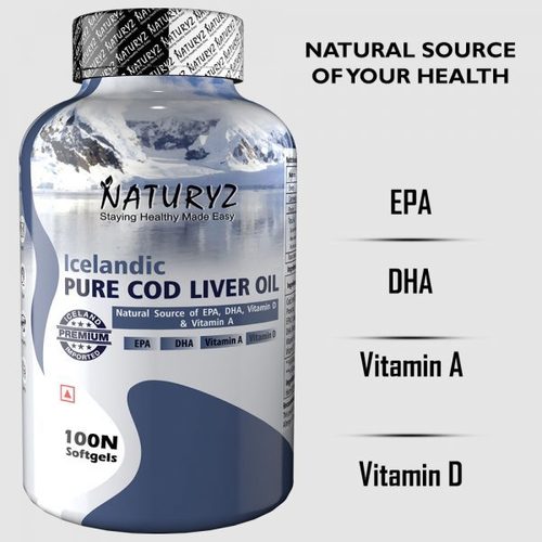 ओमेगा 3, विटामिन ए और डी के साथ मरकरी फ्री आइसलैंडिक कॉड लिवर ऑयल कैप्सूल