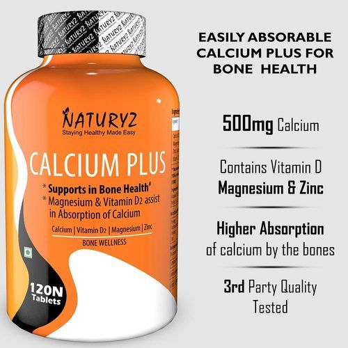 Naturyz Calcium Plus Tablets With Vitamin D, Magnesium And Zinc For Bone Strength