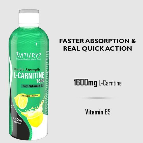  Naturyz लेमन लाइम फ्लेवर 100% शाकाहारी L-Carnitine 1600 विटामिन B5 लिक्विड के साथ 