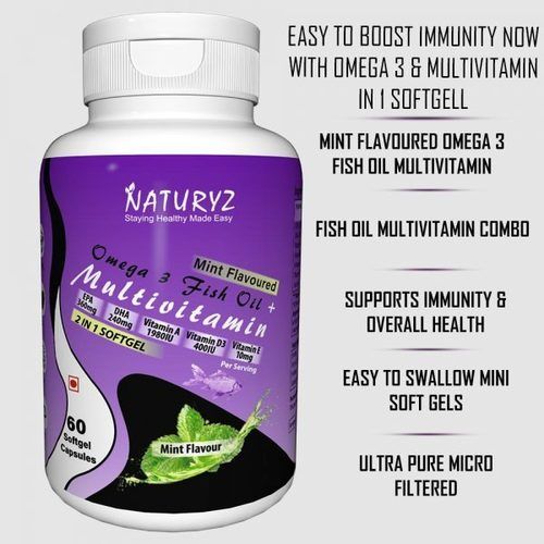 Naturyz Omega 3 Fish Oil And Multivitamin Softgel Dietary Supplement Capsules Dosage Form: Tablet