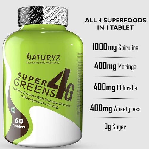 Naturyz Super Greens 4G Vegetarian Tablets With Spirulina, Moringa And Wheatgrass