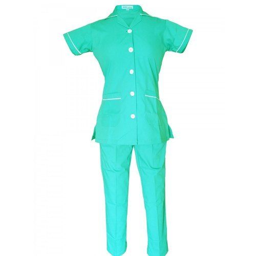 Premium Quality Vibrant Green Colour Cotton Hospital Staff Uniform Top And Pant