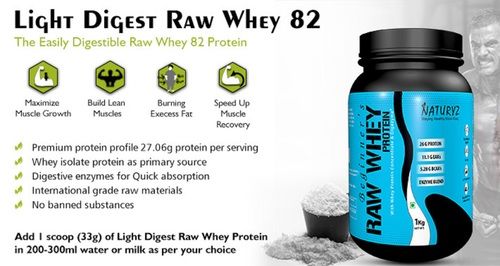 Quick Absorption Light Digest Raw Whey 82 Protein Powder For Beginners - 1 Kg Pack