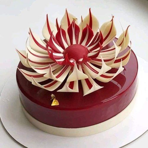 Fresh & Rich Flavour Apple Cake With Red Color Cream Topping For Birthday Celebration