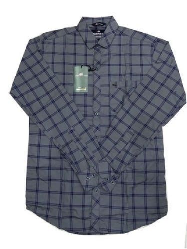 Mens Formal Wear Regular Fit Full Sleeves Gray Cotton Checked Shirts