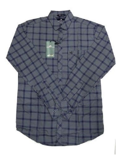 Mens Formal Wear Regular Fit Full Sleeves Gray Cotton Checked Shirts Age Group: 18-45 Years