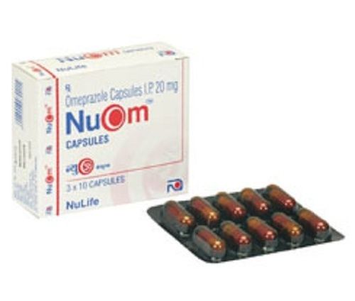 कुल एसिड नियंत्रण के लिए Nuom Omeprazole कैप्सूल I.P. 20 मिलीग्राम, 3X10 कैप्सूल सामान्य दवाएं