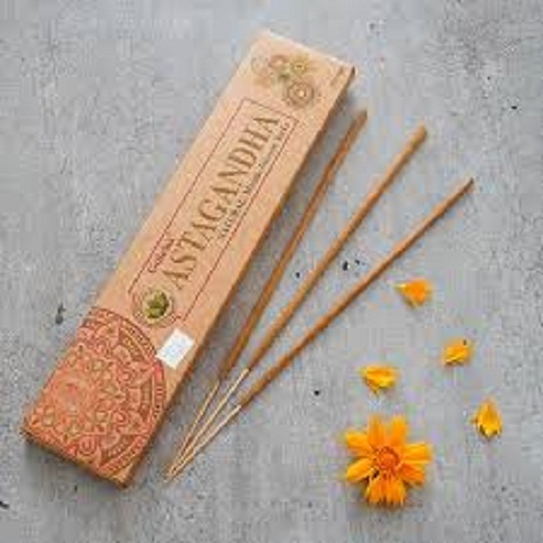 Rudra Centre Rajnigandha Ashtagandha Incense Sticks - Bamboo, 4 Inch Length, 1.3 Inch Diameter, Brown Color | 20-30 Minutes Burning Time, Includes Incense Holder, Insect Resistant, Pest Control