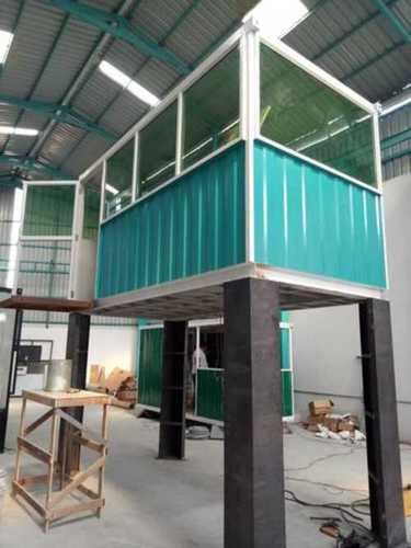 Steel Office Portable Cabin, 10 Feet Height And 10 Mm Thickness, Green Color