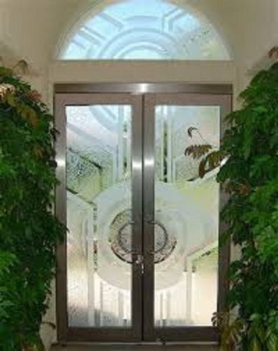 White Designer Glass Doors Design Combined With The Traditional Pattern On The Wooden Frame Design: Yes