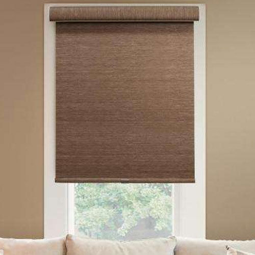 Window Brown Color Roller Horizontal Blind For Home, Office, Opening Style Roll Up