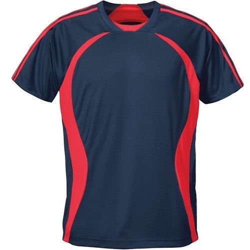 Blue, Red Polyester Sports Jersey Made With Breathable And Moisture Wicking Fabric