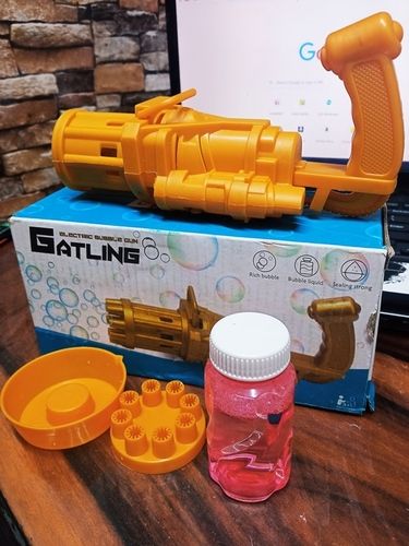 Bubble Gun Toy With Golden Color And Plastic Material For Kids, Light Weight