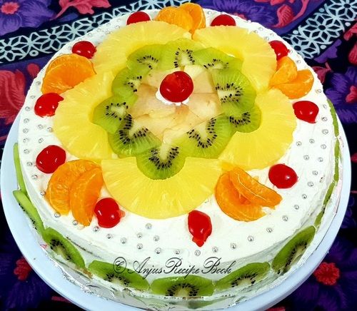 Delicious And Tasty White Color With Cherries Cream Cake For Birthday