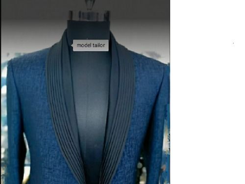 Fine Stitching And Skin Friendly Dashing Look Causal Wear Cotton Blue Mens Tuxedo Suit