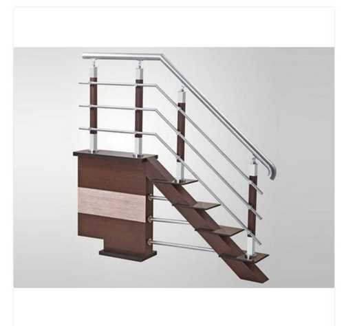 Floor Mounting Stainless Steel Wooden Coated Railing For Home And Office Use