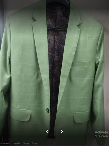 Sophisticated Style And Flap Pockets Notched Lapels Mens Light Green Cotton Daily Wear Coats