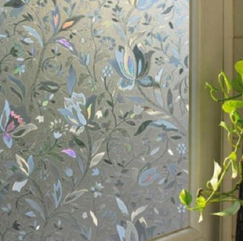 White Water Resistance Transparent Decorative Floral Printed Glass Film For Door