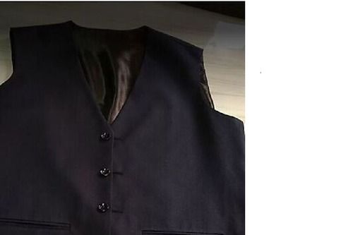 Cool Dry Adjustable Back Strap And Smooth Lining Mens Black Plain Half Sleeves Cotton Waistcoats