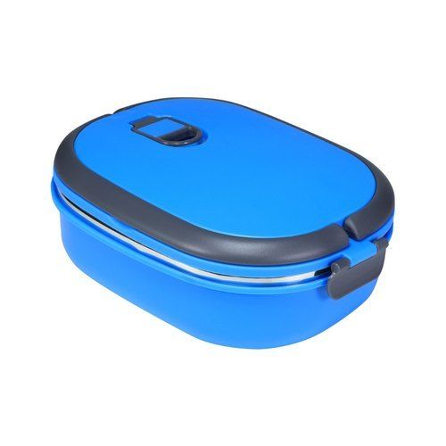 Blue And Black Plastic Lunch Box With Carry Handle Case