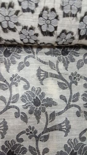 Floral Design and Leaf Style Pure Cotton Fabric With Black Colour