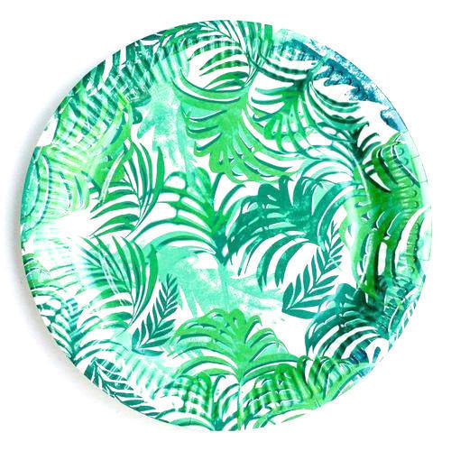 Grass Pattern Round Light Weight Extra Strong Coated Printed 7 Inch Disposable Paper Plate 