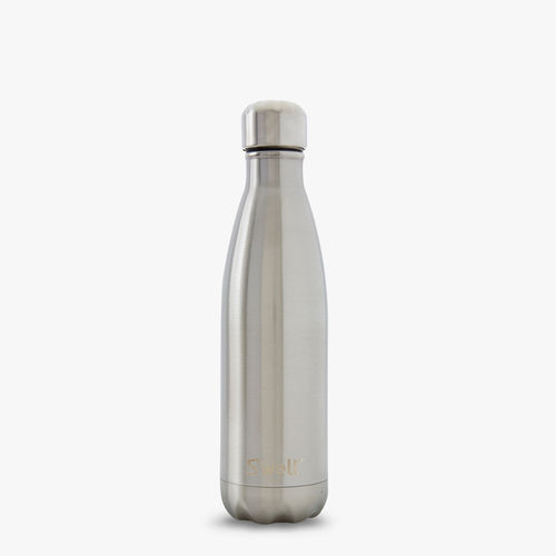 Silver Stainless Steel Water Bottle With Vacuum Insulation With 1 Liter Capacity