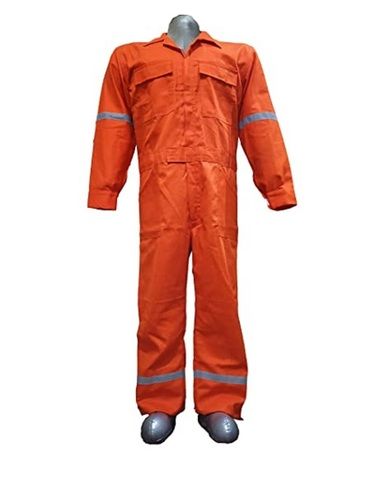  Relaxed Fit Cotton Men Coverall Boiler Suit Uniform With 1"Inch Reflective Tape (Orange, 2Xl) Gender: Male