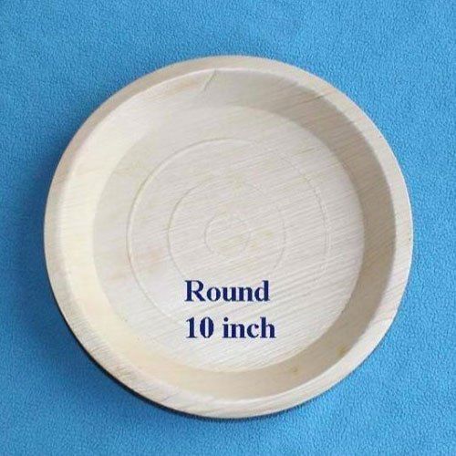 Natural 10 Inch Disposable Round Shape Brown Plain Areca Palm Leaf Plate