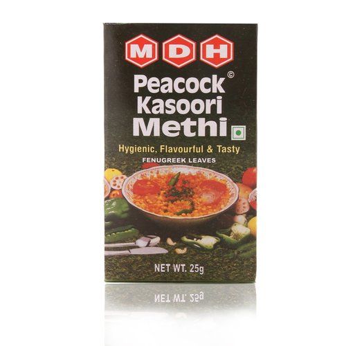 Green 25G Mdh Unique Aroma And Flavor Natural And Pure Dried Peacock Kasoori Methi Box