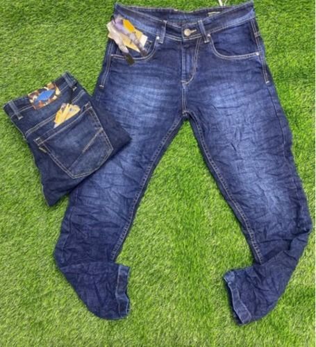 Breathable And Comfortable Men'S Dark Blue Wrinkle Free Super Stretchable Jeans 