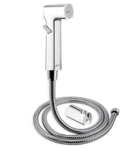 Chrome Finish Health Faucet Push Type Square With 1.25M Flexible Tube And ABS Hook - Stainless Steel Material, Elegant Design, Water Conservation Focused