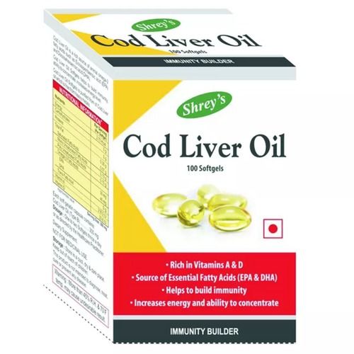 Cod Liver Oil, Vitamins A And D Capsules For Immunity, Heart Health And Energy