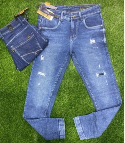 Comfortable Cotton Skin Friendly Men'S Light Blue Slim Fit Stretchable Jeans Size 30