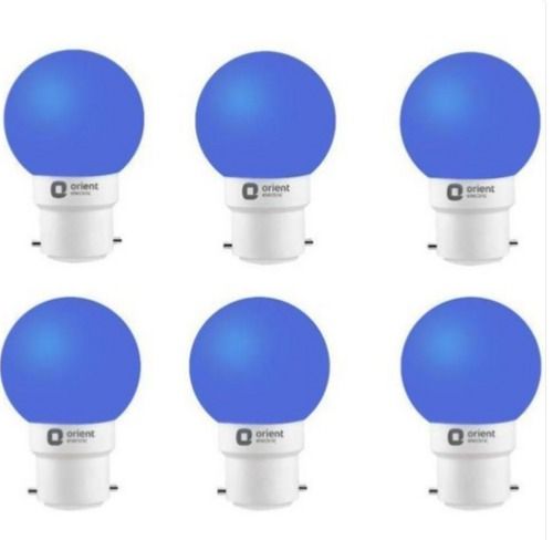 Eco Friendly And Low Power Consumption Orient Electric Blue Color Led Bulb 0.5 W Pack Of 6 Bulb Design: Round