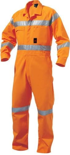 Cotton Full Sleeve Orange Color Male Acid Proof Boiler Suits, Reflective Workwear Safety Work Overalls