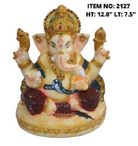 Glossy Finish Resin Ganesha Murti For Worship, Height 12 Inch, Length 7.5 Inch