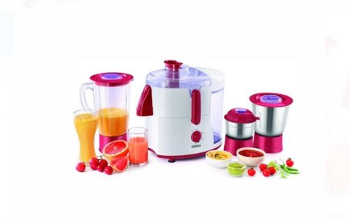 High Performance Blades Juicer Mixer Grinder With 3 Plastic Jars 500 Watt (Red/White) 