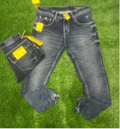 Men's Grey Denim Relaxed Fitting And Super Straight Jeans Made Of Soft Denim Fabric