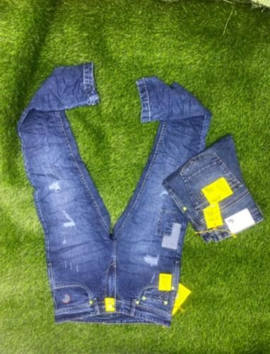 Perfect Fit And Shrink Resistance Men'S Blue Denim Super Straight And Slim Fit Jeans Size 32
