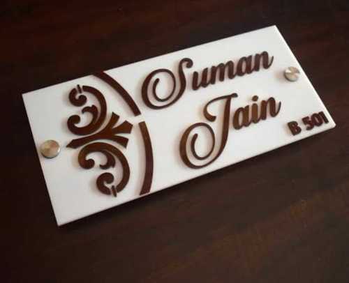 White And Brown Colour Eco Friendly Rectangular Shape Name Plates