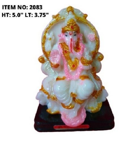 White Lord Ganesha Polyresin Statue For Worship, Height 5inch, Length 3.75 Inch