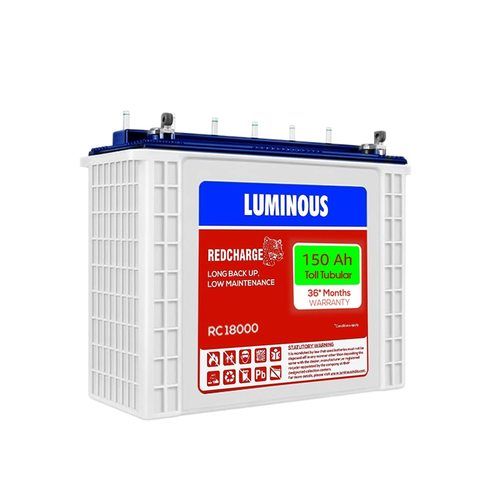 White 150 Ah Toll Tubular Battery(Redcharge Low Back Up And Low Maintenance)