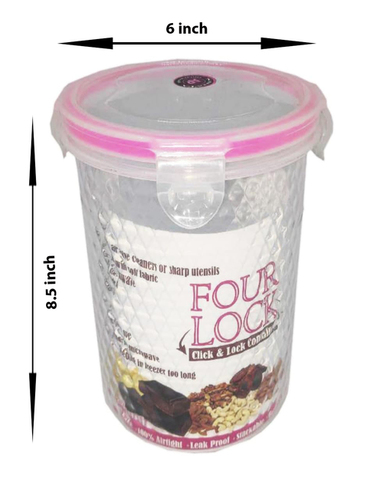 Custom 6 X 8.5 Inch Round Four Lock Plastic Airtight Jumbo Container