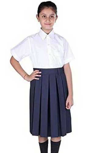 Comfortable And Easily Washable White And Blue Cotton Girl School Uniform Age Group: Below 15